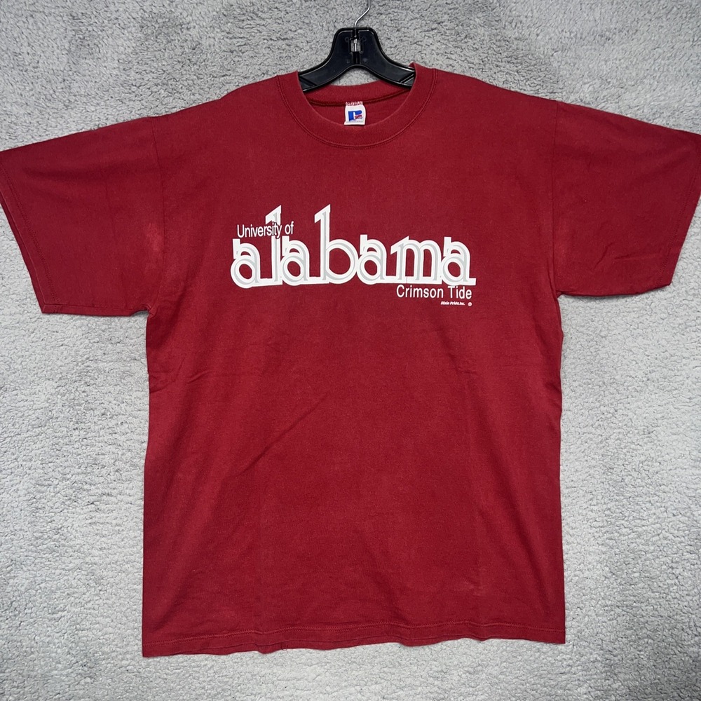 VTG Russell University Alabama Crimson Tide T Shirt Men's XL Red Made in USA Tee